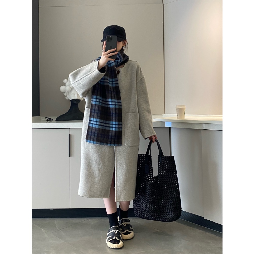 Vivienne Westwood 圍巾 大衣 披肩 圍脖 氣質 ， 格子兩面穿配圍巾大衣（四種穿法）超細100支100-細節圖8