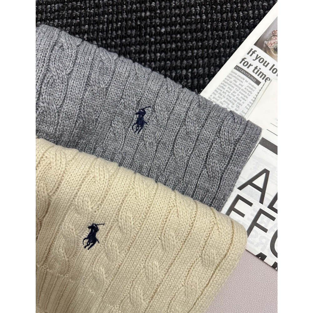 RL polo 圍巾 圍脖 經典小馬刺繡麻花含羊毛復古英倫毛極簡才是韓系穿搭的終極奧義 男女同款  下標後顏色截圖留言-細節圖4