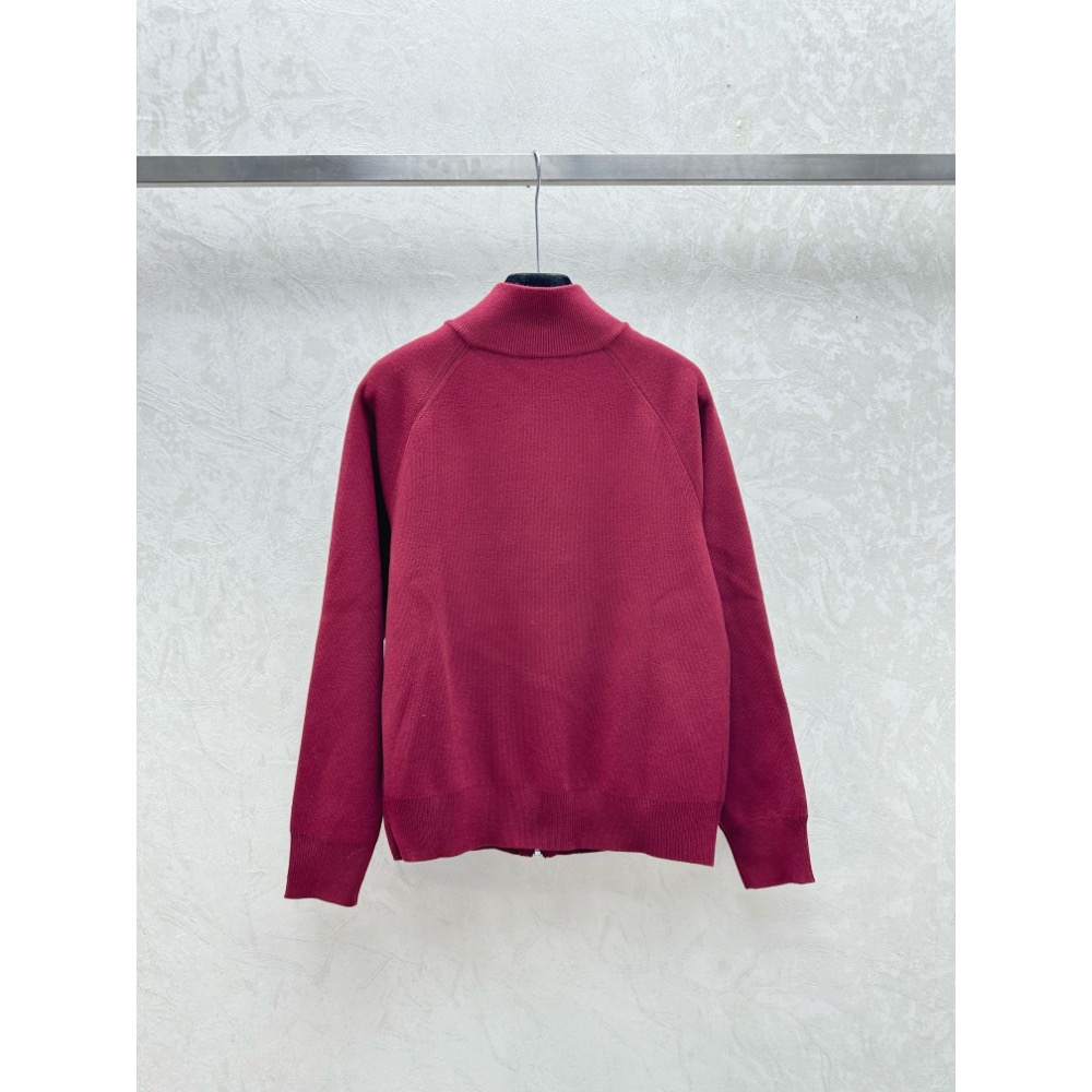 Vivienne Westwood 外套 棒球外套 夾克 美式復古~ 簡約純色刺繡土星logo針織拉鍊立領外套，顏色：玫-細節圖4