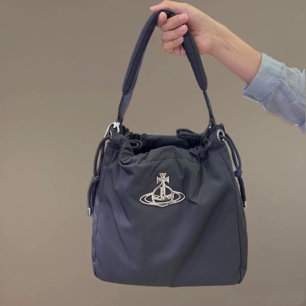 Vivienne Westwood 肩背包 帆布包 帆布袋 單肩包 hobo腋下流浪包 土星抽繩尼龍包 單肩斜挎大容量托-細節圖7