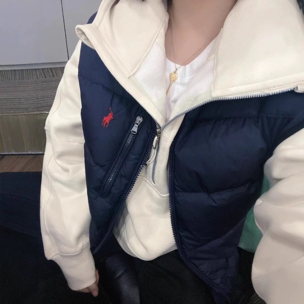 RL polo 立領拉鍊背心 馬甲 90羽絨馬甲外套 實穿百搭的休閒商務運動背心 好氣質！實穿百搭 男女同款  黑、亮黑-細節圖4