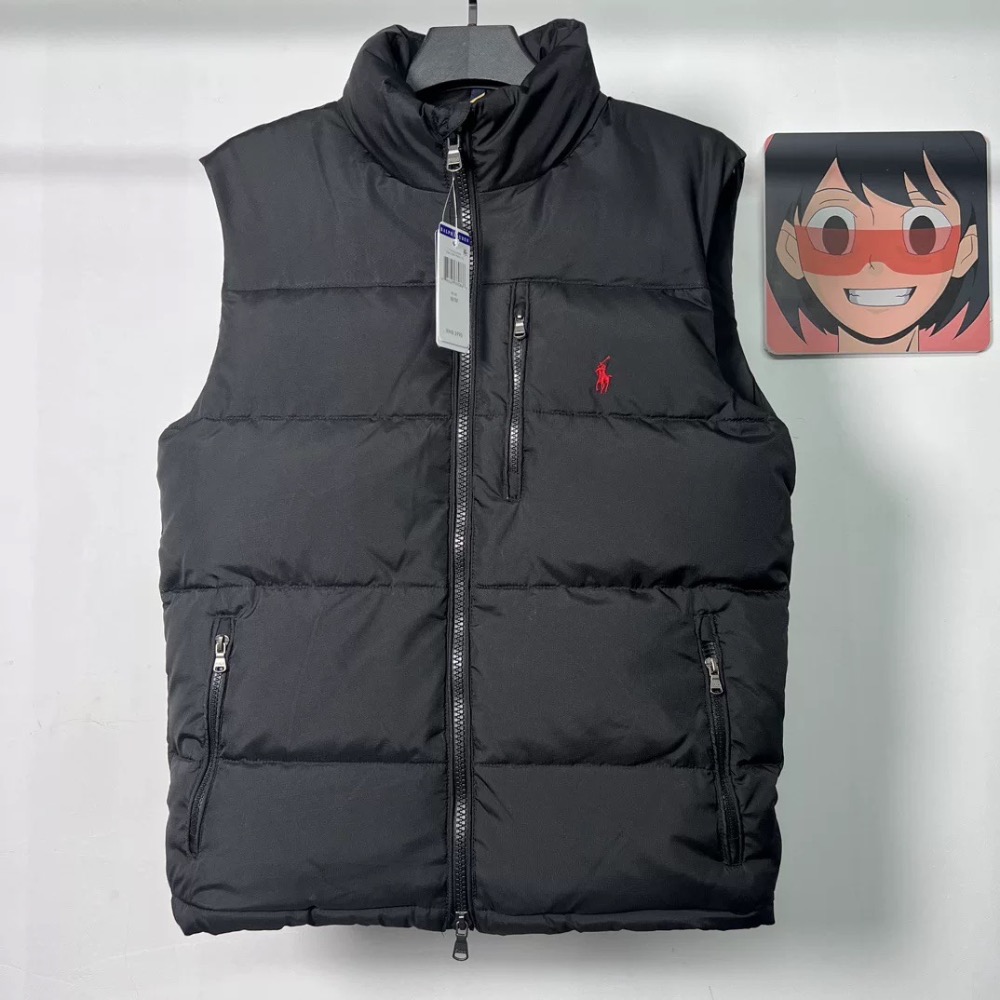 RL polo 立領拉鍊背心 馬甲 90羽絨馬甲外套 實穿百搭的休閒商務運動背心 好氣質！實穿百搭 男女同款  黑、亮黑-細節圖6