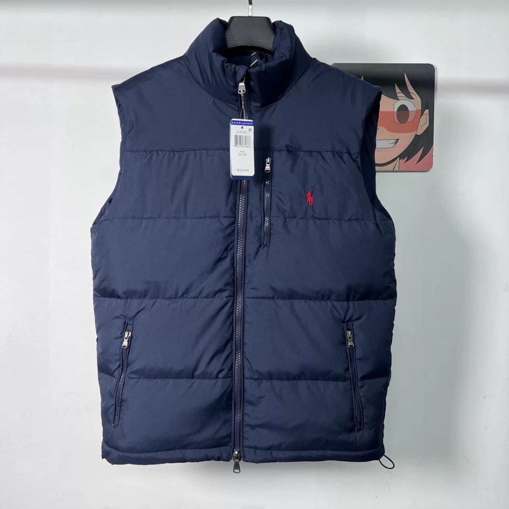 RL polo 立領拉鍊背心 馬甲 90羽絨馬甲外套 實穿百搭的休閒商務運動背心 好氣質！實穿百搭 男女同款  黑、亮黑-細節圖7