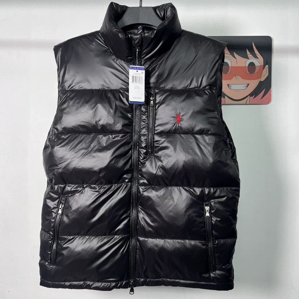 RL polo 立領拉鍊背心 馬甲 90羽絨馬甲外套 實穿百搭的休閒商務運動背心 好氣質！實穿百搭 男女同款  黑、亮黑-細節圖8