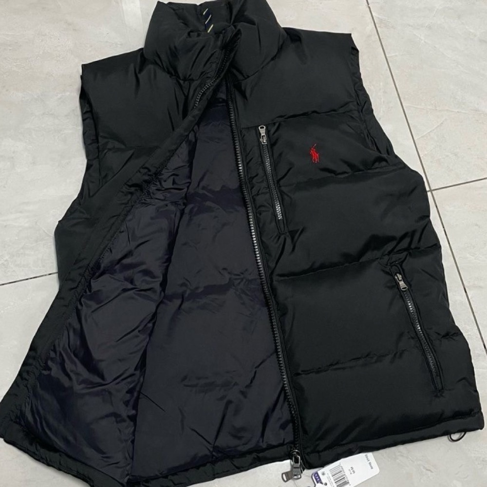 RL polo 立領拉鍊背心 馬甲 90羽絨馬甲外套 實穿百搭的休閒商務運動背心 好氣質！實穿百搭 男女同款  黑、亮黑-細節圖10