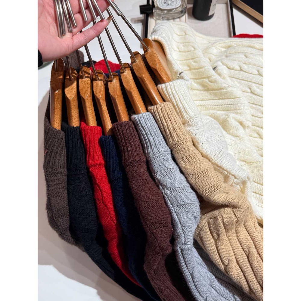 RL polo 毛衣 針織衫 上衣 T恤 經典戰馬簡約百搭 半拉鍊立領套頭衫 絞花羊毛衫  𝟗𝟎%羊毛➕𝟏𝟎%羊-細節圖4