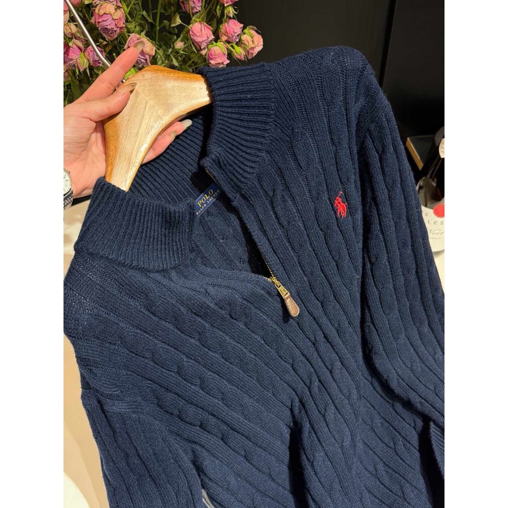 RL polo 毛衣 針織衫 上衣 T恤 經典戰馬簡約百搭 半拉鍊立領套頭衫 絞花羊毛衫  𝟗𝟎%羊毛➕𝟏𝟎%羊-細節圖10