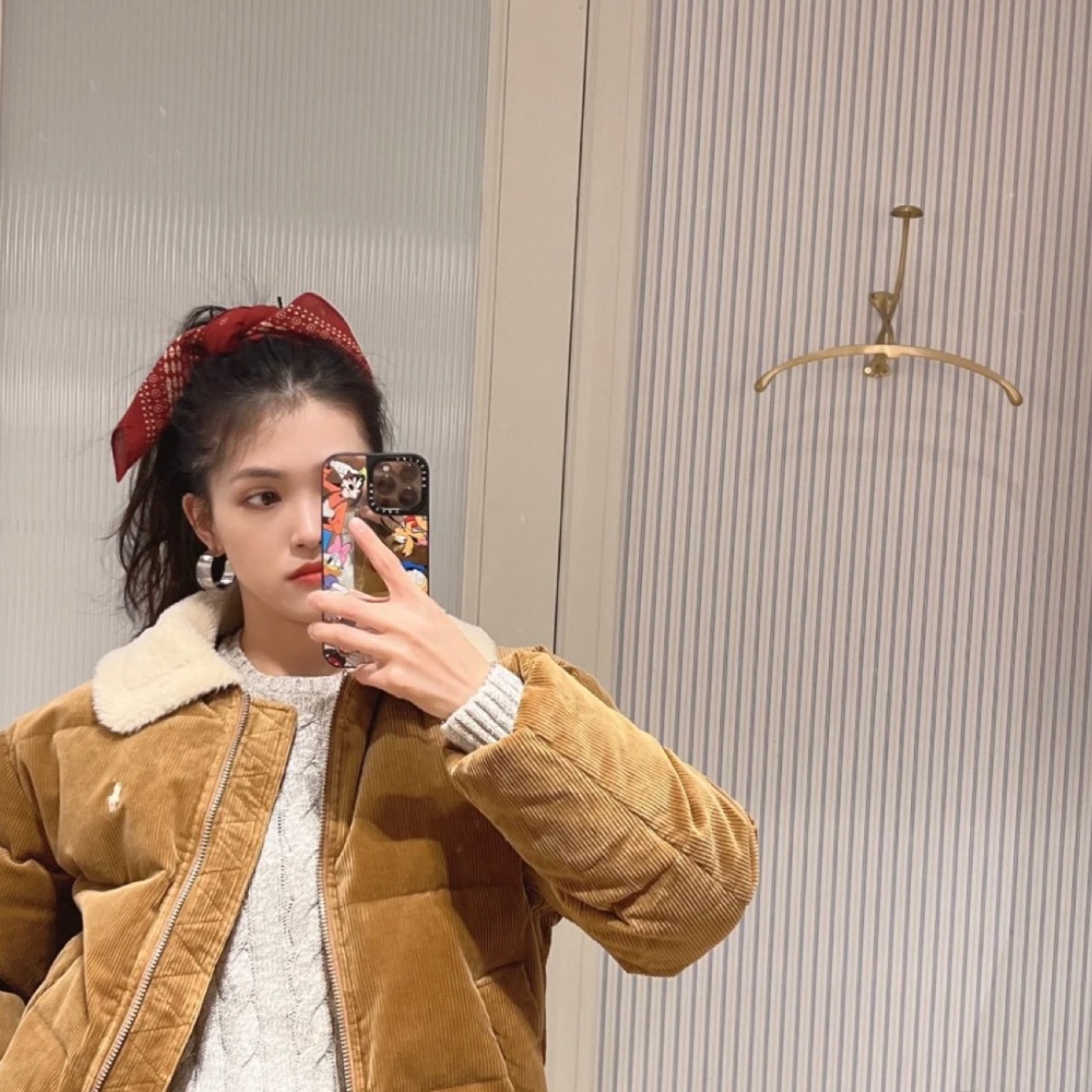 RL 外套 經典小馬刺繡 漂亮羊羔毛領老錢風燈芯絨羽絨外套 翻領毛毛Q 輕薄就保暖 簡約百搭羽絨外套 清新好氣質 顯白-細節圖3