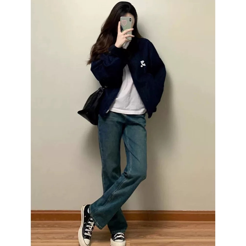 韓國RR 牛仔外套 百搭外套 四季皆宜 版型特別好看 Retionan 復古牛仔外套女 翻領燈芯絨拼接夾克上衣  您願等-細節圖2