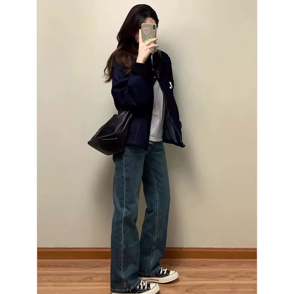 韓國RR 牛仔外套 百搭外套 四季皆宜 版型特別好看 Retionan 復古牛仔外套女 翻領燈芯絨拼接夾克上衣  您願等-細節圖4