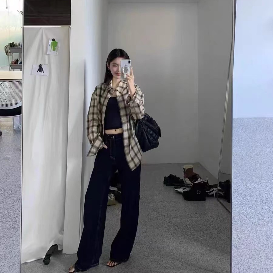 韓國RR二款牛仔褲 舒適牛仔褲 直筒褲 復古百搭 舒適休閒時尚 顯瘦百搭闊腿褲加絨直筒牛仔褲   ✔️尺寸多無法一一記錄-細節圖2