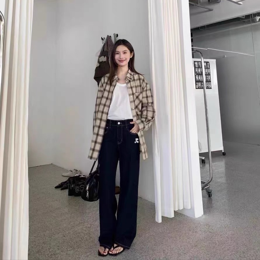 韓國RR二款牛仔褲 舒適牛仔褲 直筒褲 復古百搭 舒適休閒時尚 顯瘦百搭闊腿褲加絨直筒牛仔褲   ✔️尺寸多無法一一記錄-細節圖3