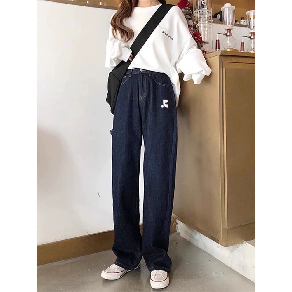 韓國RR二款牛仔褲 舒適牛仔褲 直筒褲 復古百搭 舒適休閒時尚 顯瘦百搭闊腿褲加絨直筒牛仔褲   ✔️尺寸多無法一一記錄-細節圖4