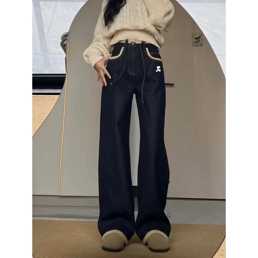 韓國RR二款牛仔褲 舒適牛仔褲 直筒褲 復古百搭 舒適休閒時尚 顯瘦百搭闊腿褲加絨直筒牛仔褲   ✔️尺寸多無法一一記錄-細節圖6