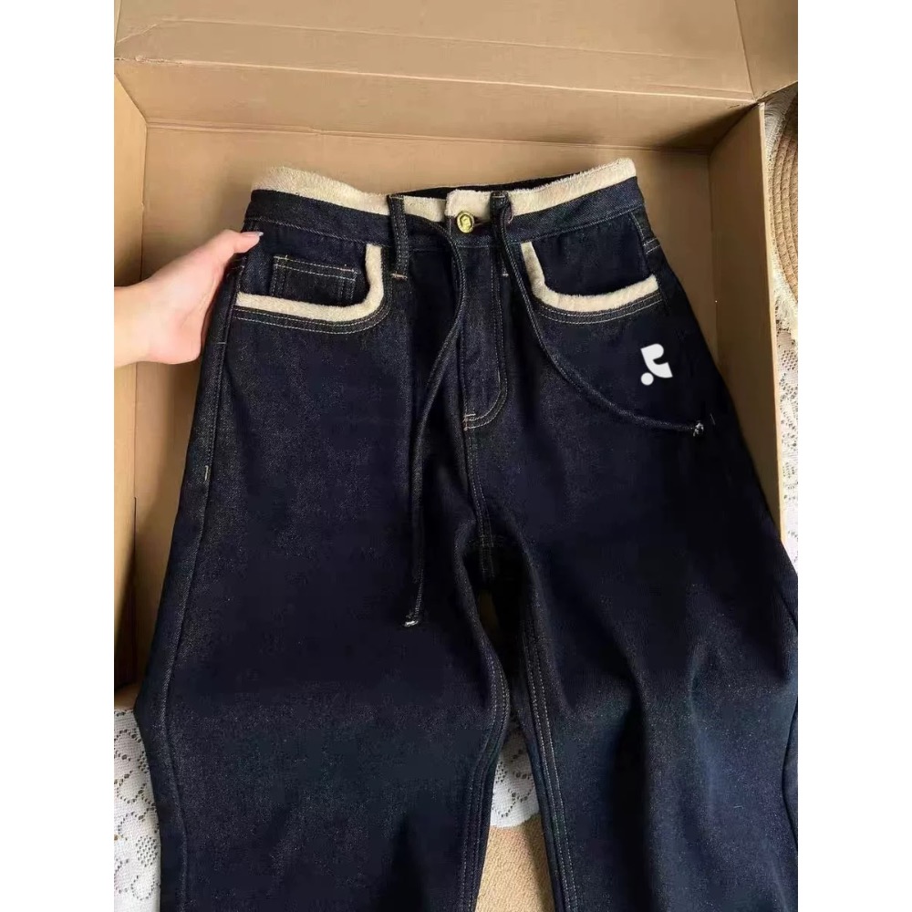 韓國RR二款牛仔褲 舒適牛仔褲 直筒褲 復古百搭 舒適休閒時尚 顯瘦百搭闊腿褲加絨直筒牛仔褲   ✔️尺寸多無法一一記錄-細節圖7