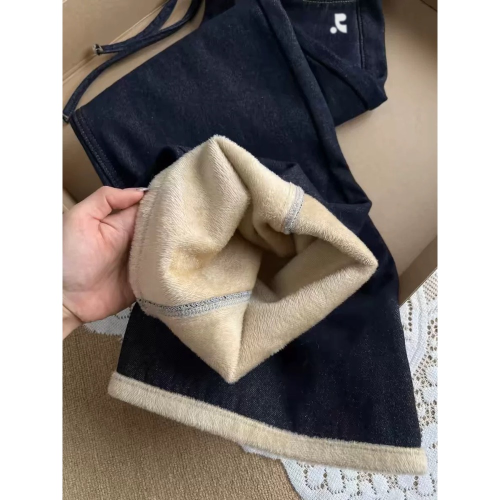 韓國RR二款牛仔褲 舒適牛仔褲 直筒褲 復古百搭 舒適休閒時尚 顯瘦百搭闊腿褲加絨直筒牛仔褲   ✔️尺寸多無法一一記錄-細節圖9