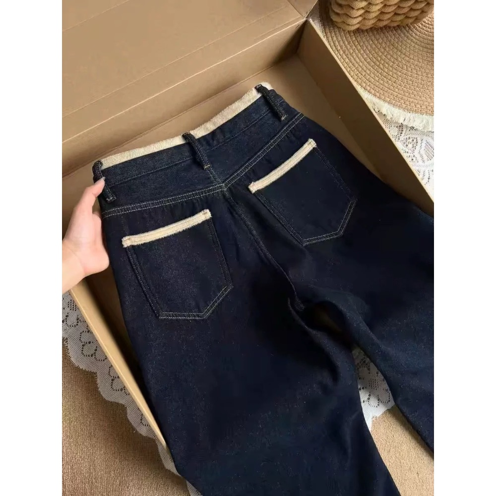 韓國RR二款牛仔褲 舒適牛仔褲 直筒褲 復古百搭 舒適休閒時尚 顯瘦百搭闊腿褲加絨直筒牛仔褲   ✔️尺寸多無法一一記錄-細節圖10