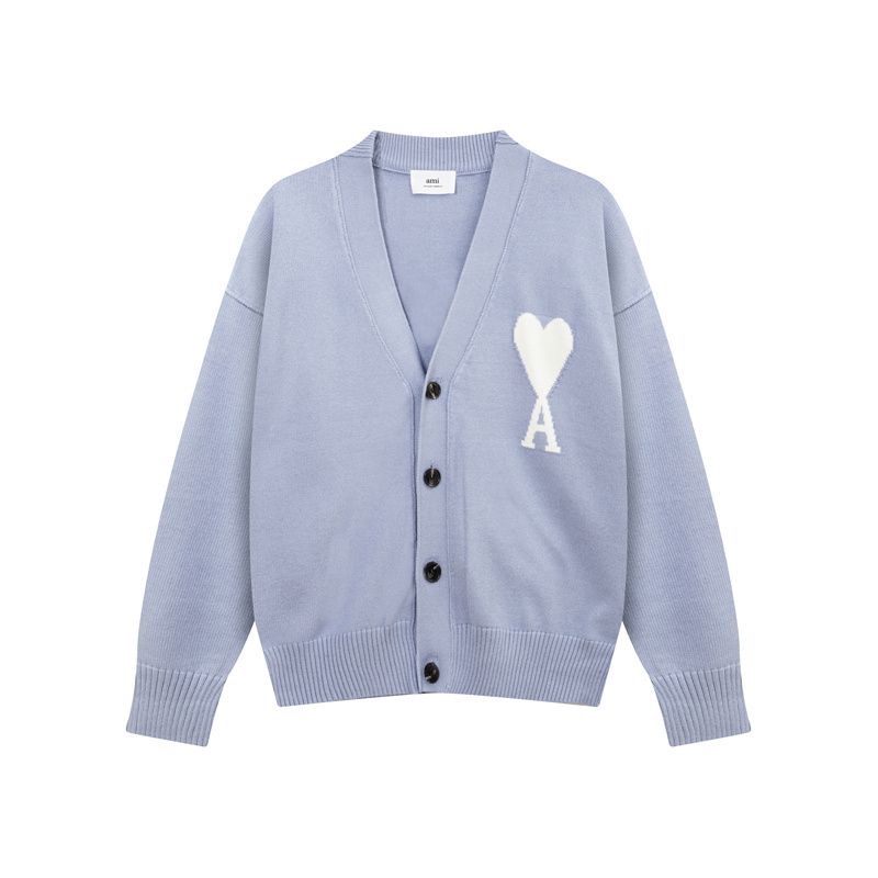 AMI 羊毛針織小外套 毛衣 開襟衫 舒服寬松圓領 經典愛心字母A❤️百搭修身實穿  您願等，我就以微薄代購費幫您買，互-細節圖2