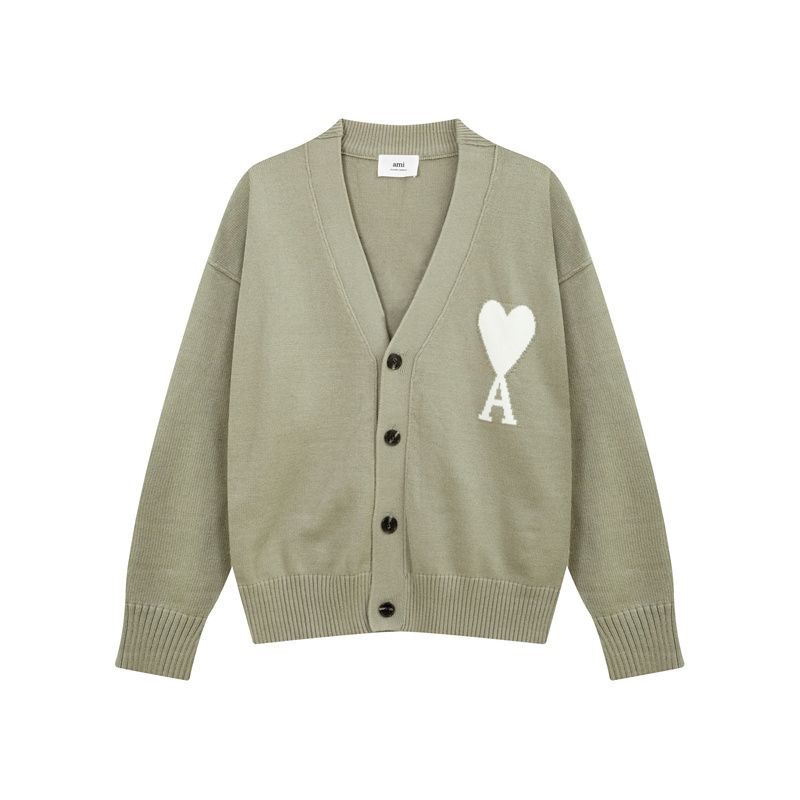 AMI 羊毛針織小外套 毛衣 開襟衫 舒服寬松圓領 經典愛心字母A❤️百搭修身實穿  您願等，我就以微薄代購費幫您買，互-細節圖4