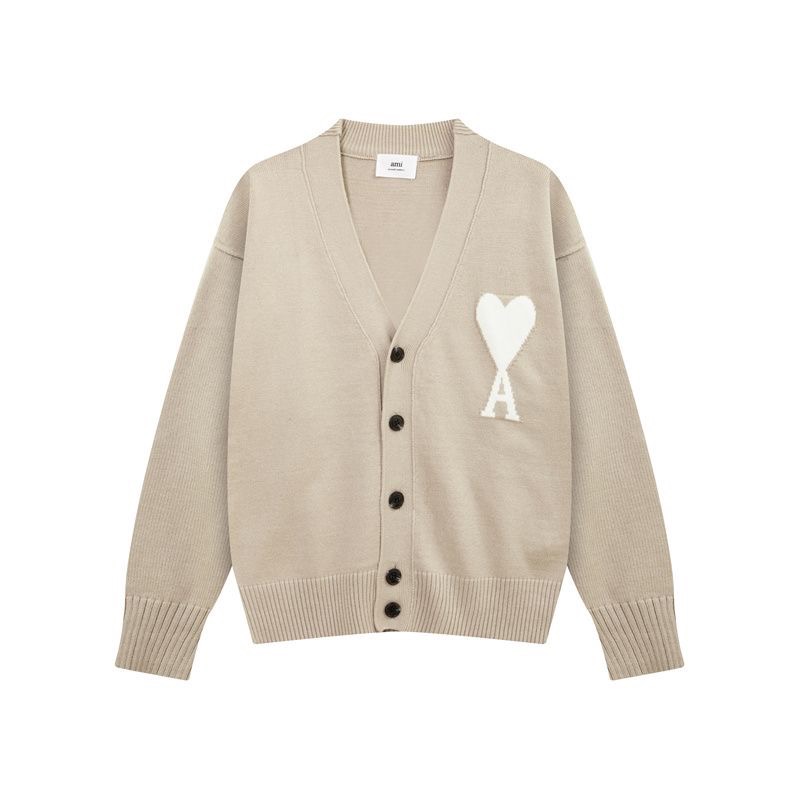 AMI 羊毛針織小外套 毛衣 開襟衫 舒服寬松圓領 經典愛心字母A❤️百搭修身實穿  您願等，我就以微薄代購費幫您買，互-細節圖6