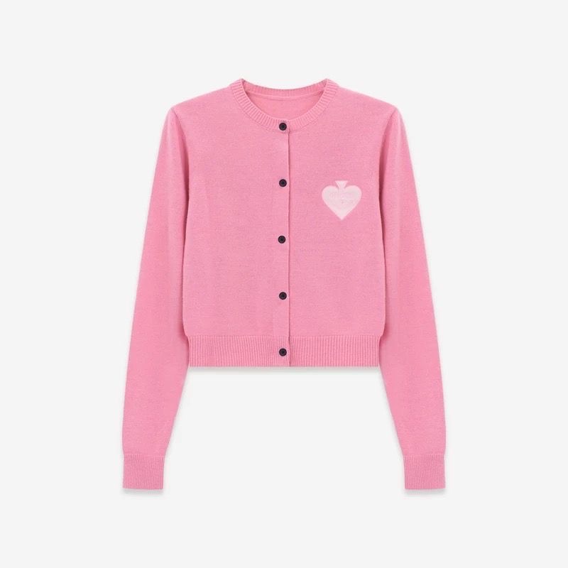 Mardi針織小外套 毛衣 開襟衫 樸敏英同款 愛心圓領刺繡針織衫 針織外套 氣質清新 百搭修身實穿  您願等，我就以微-細節圖5