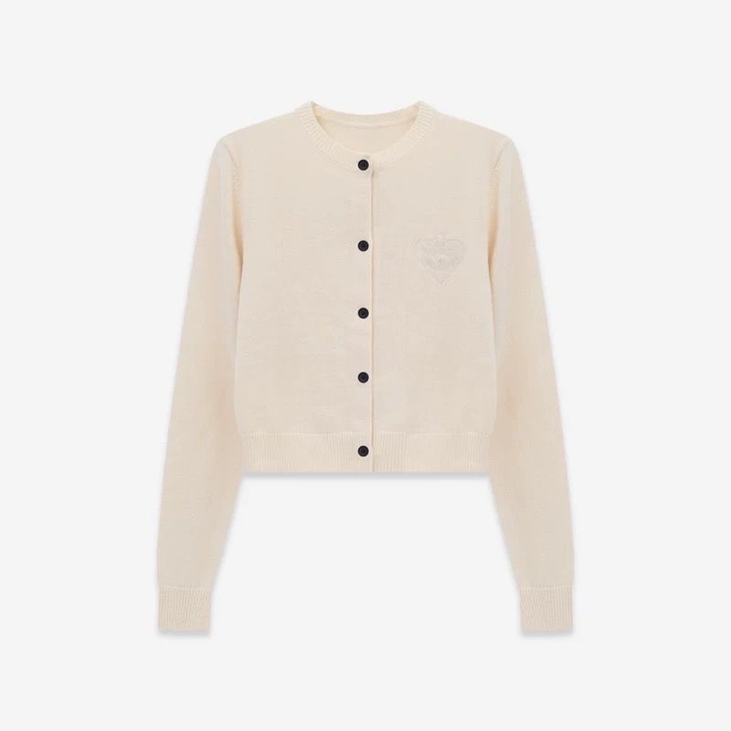 Mardi針織小外套 毛衣 開襟衫 樸敏英同款 愛心圓領刺繡針織衫 針織外套 氣質清新 百搭修身實穿  您願等，我就以微-細節圖7