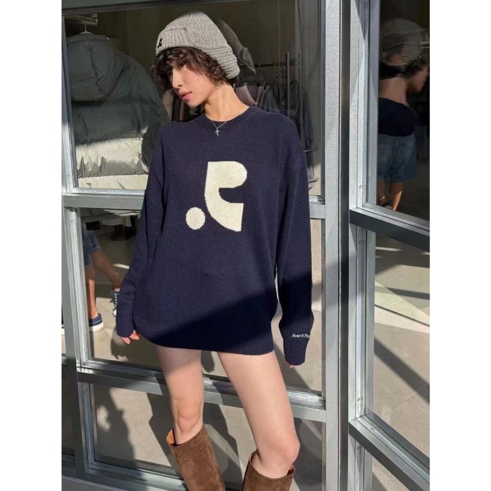 韓國RR 毛衣 針織衫 秋冬新款OVERSIZED寬松針織毛衣 針織衫 休閒寬松毛衣秋冬款 可甜可鹹 男女同款❤️  ✔-細節圖4