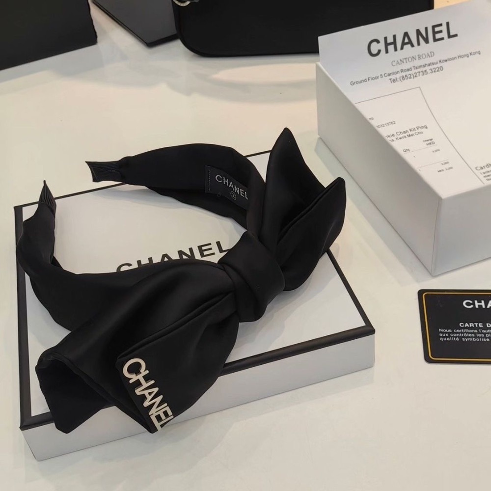 Chanel 香奈兒 髮箍髮飾 美妝贈品vip漂亮禮 絲絨高級寬邊壓發發卡發箍氣質雙層新款蝴蝶結 母親節-細節圖3