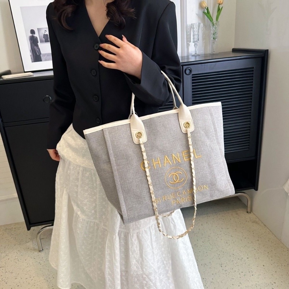 VIP限量積分贈品禮 Chanel 香奈兒 帆布包 托特包 肩背包 手提包 環保購物袋 方便實用 好氣質 帆布環保袋 購-細節圖2
