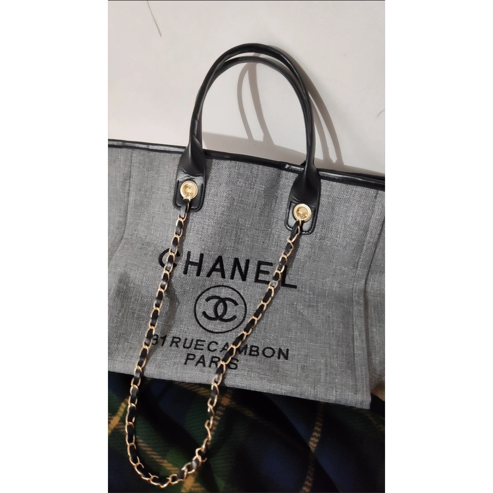 VIP限量積分贈品禮 Chanel 香奈兒 帆布包 托特包 肩背包 手提包 環保購物袋 方便實用 好氣質 帆布環保袋 購-細節圖3