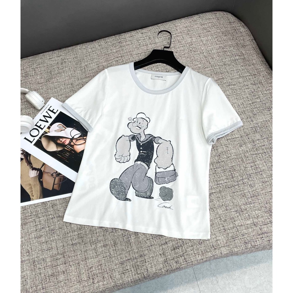 Coach T恤 上衣 童趣大力水手 圓領衫短袖休閒 顯瘦清新輕奢可愛 短袖 全棉 小寬舒服T恤     您願等，我就以-細節圖3