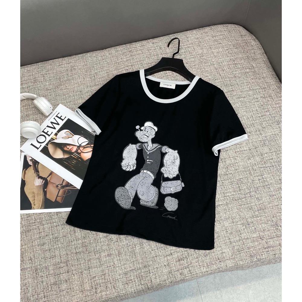 Coach T恤 上衣 童趣大力水手 圓領衫短袖休閒 顯瘦清新輕奢可愛 短袖 全棉 小寬舒服T恤     您願等，我就以-細節圖5