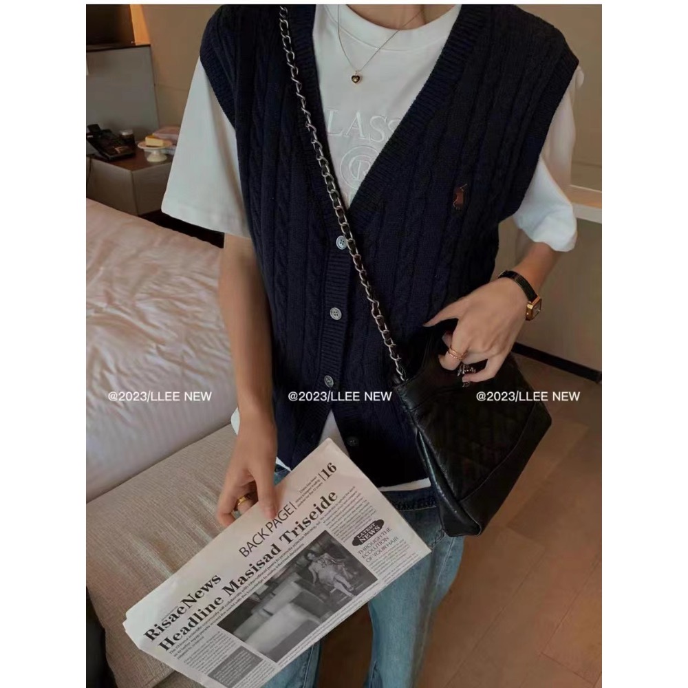 RL V領針織背心 馬甲 經典款vintage美式戰馬小馬標刺繡 復古 可愛 氣質！萬年不敗 9歲穿到99歲的老錢風單品-細節圖2