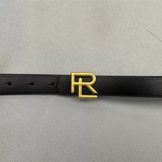 RL 皮帶 經典字母腰帶 鎏金色掛扣 藍配黑兩面用細皮帶 永恆不敗款👍✨  ✔️ 國際運送約十幾天，可以等待再下單，謝-細節圖4