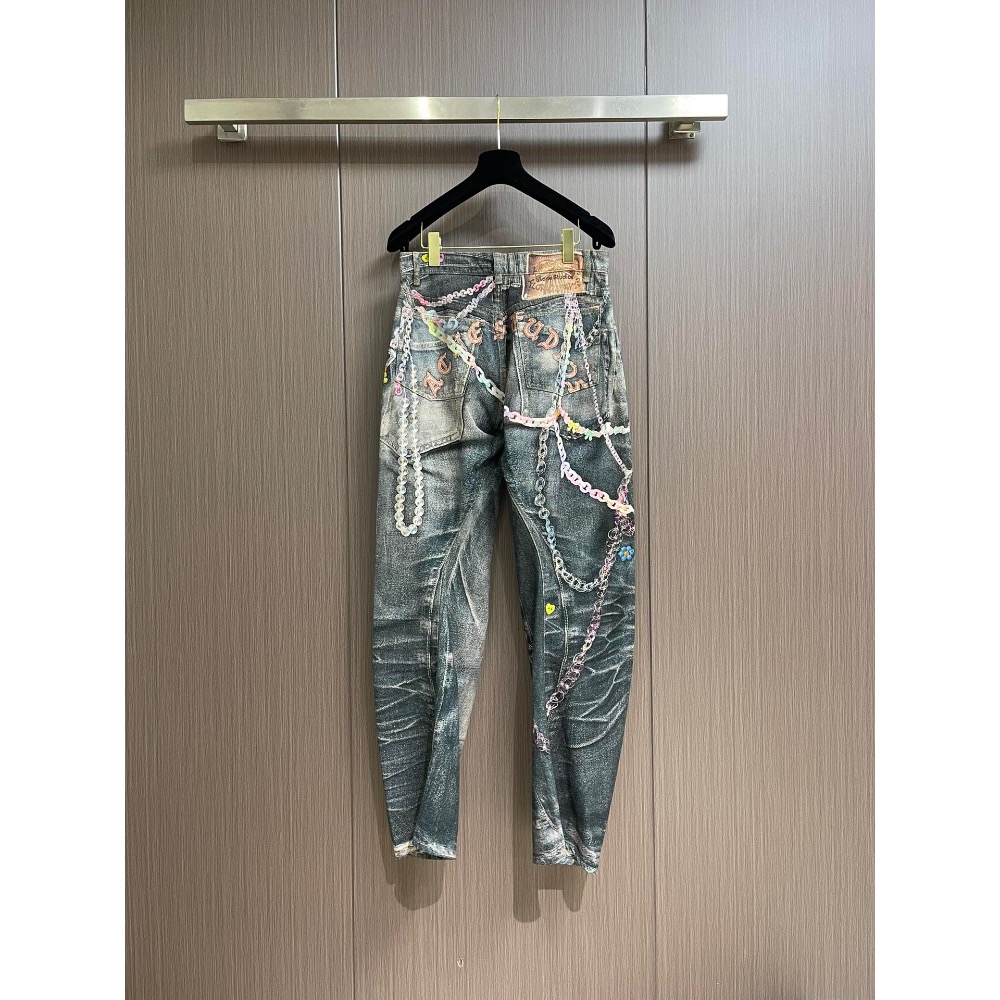 acne studios 3d打印鏈條印花牛仔褲，採用丹寧牛仔布，3d打印系列是科技與時尚的完美融合，也是匠心與創新的深-細節圖2