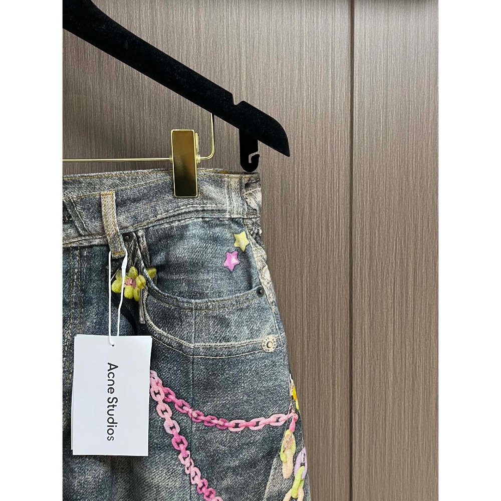 acne studios 3d打印鏈條印花牛仔褲，採用丹寧牛仔布，3d打印系列是科技與時尚的完美融合，也是匠心與創新的深-細節圖4