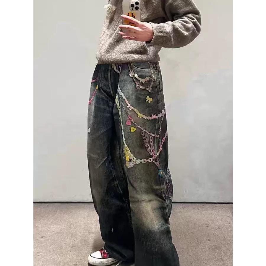 acne studios 3d打印鏈條印花牛仔褲，採用丹寧牛仔布，3d打印系列是科技與時尚的完美融合，也是匠心與創新的深-細節圖9