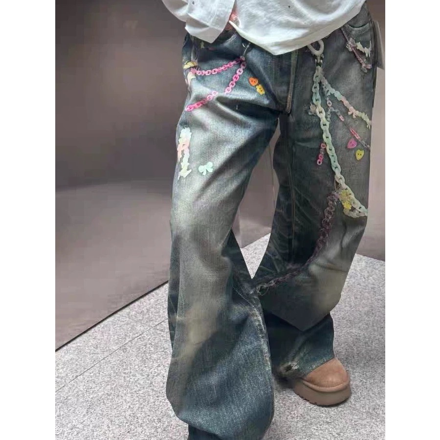 acne studios 3d打印鏈條印花牛仔褲，採用丹寧牛仔布，3d打印系列是科技與時尚的完美融合，也是匠心與創新的深-細節圖10