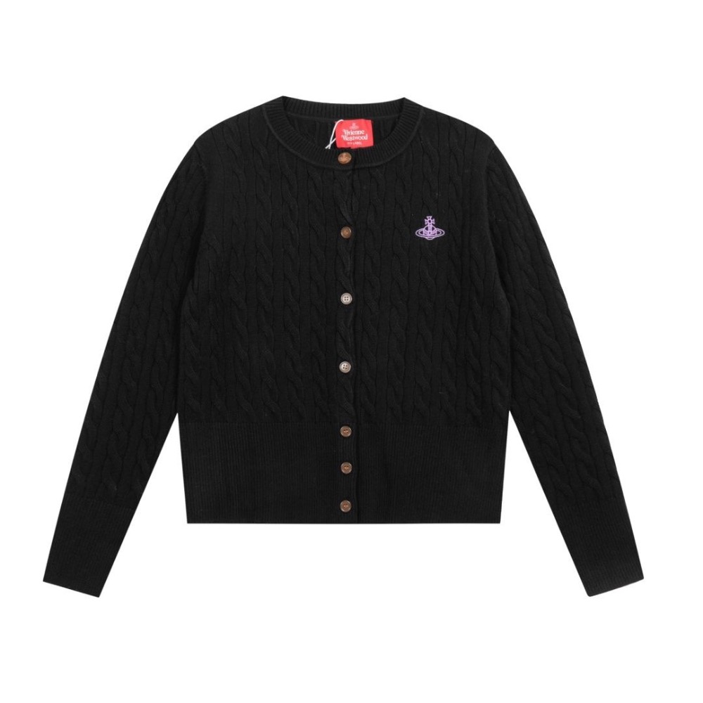 Vivienne Westwood 針織外套 毛衣外套  圓領開襟衫針織毛衣外套 土星logo針織羊毛開襟衫 休閒好氣質-細節圖2