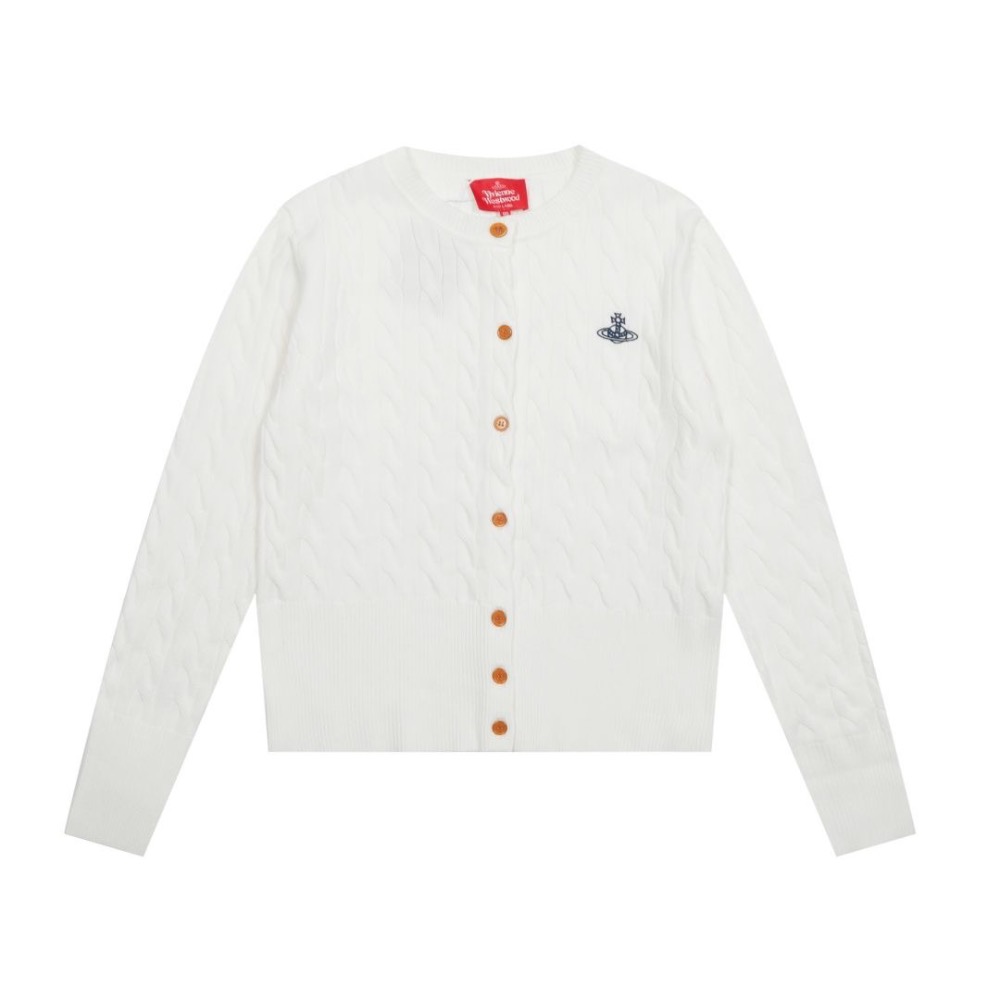 Vivienne Westwood 針織外套 毛衣外套  圓領開襟衫針織毛衣外套 土星logo針織羊毛開襟衫 休閒好氣質-細節圖3