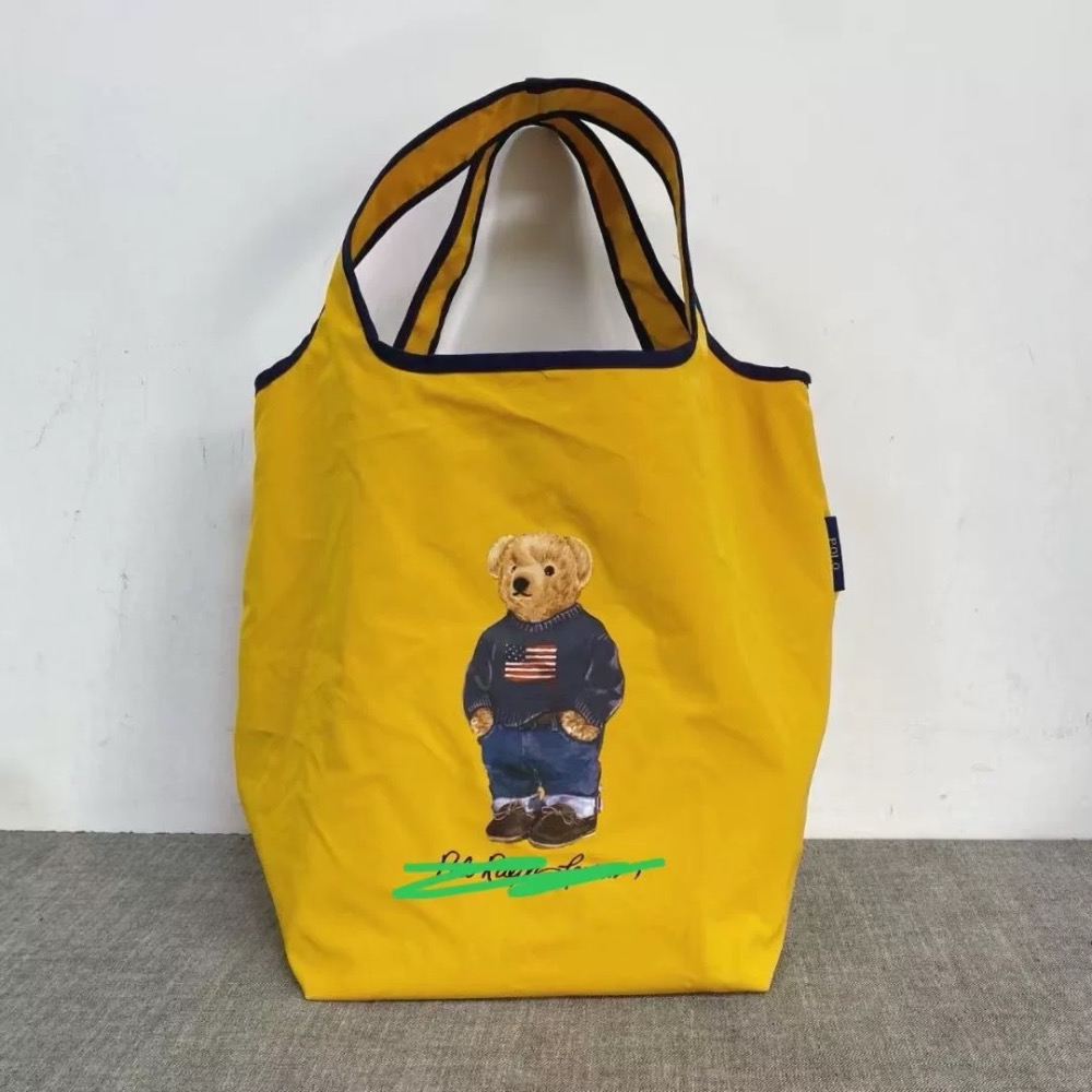 RL polo 購物袋肩背包 大包，帆布包 可愛萌個性熊bear通勤外出都方便 好氣質 美國國旗毛衣熊單肩包購物袋托特包-細節圖3