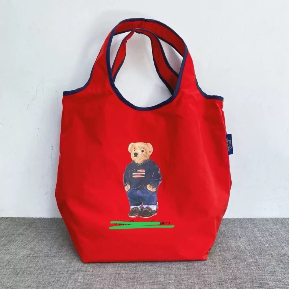 RL polo 購物袋肩背包 大包，帆布包 可愛萌個性熊bear通勤外出都方便 好氣質 美國國旗毛衣熊單肩包購物袋托特包-細節圖7