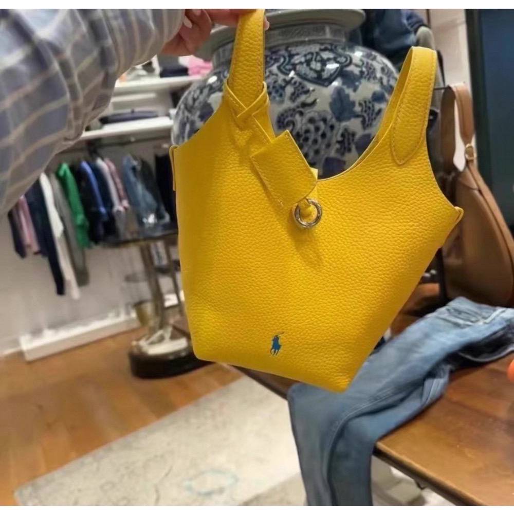 RL polo 好氣質水桶包 菜藍子手提包 肩背包 斜背包 牛皮手提 真皮高級感托特包-細節圖5