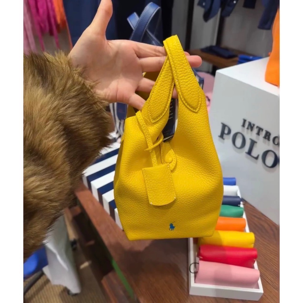 RL polo 好氣質水桶包 菜藍子手提包 肩背包 斜背包 牛皮手提 真皮高級感托特包-細節圖7