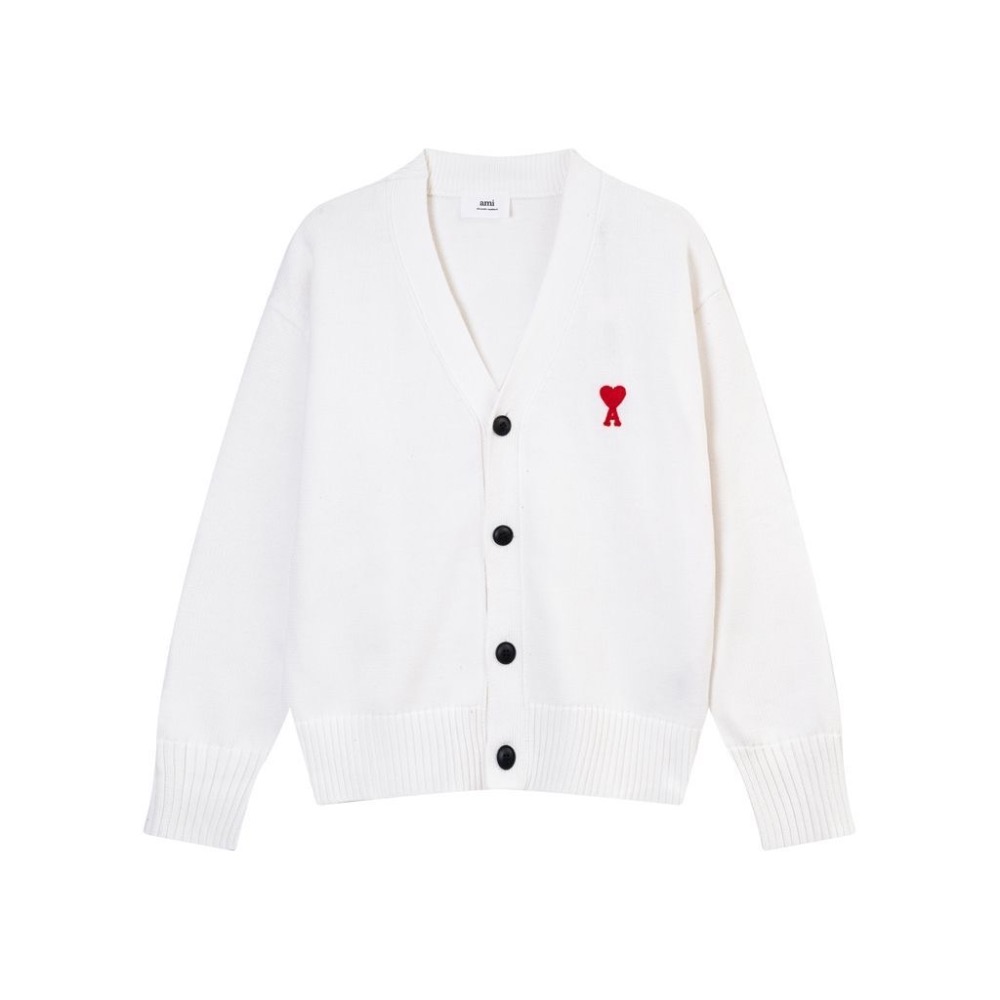 AMI 針織外套 毛衣外套 開襟衫 舒服寬松V領顯瘦修身 經典愛心字母A❤️百搭修身實穿 男女情侣款   ✔️國際運送約-細節圖3