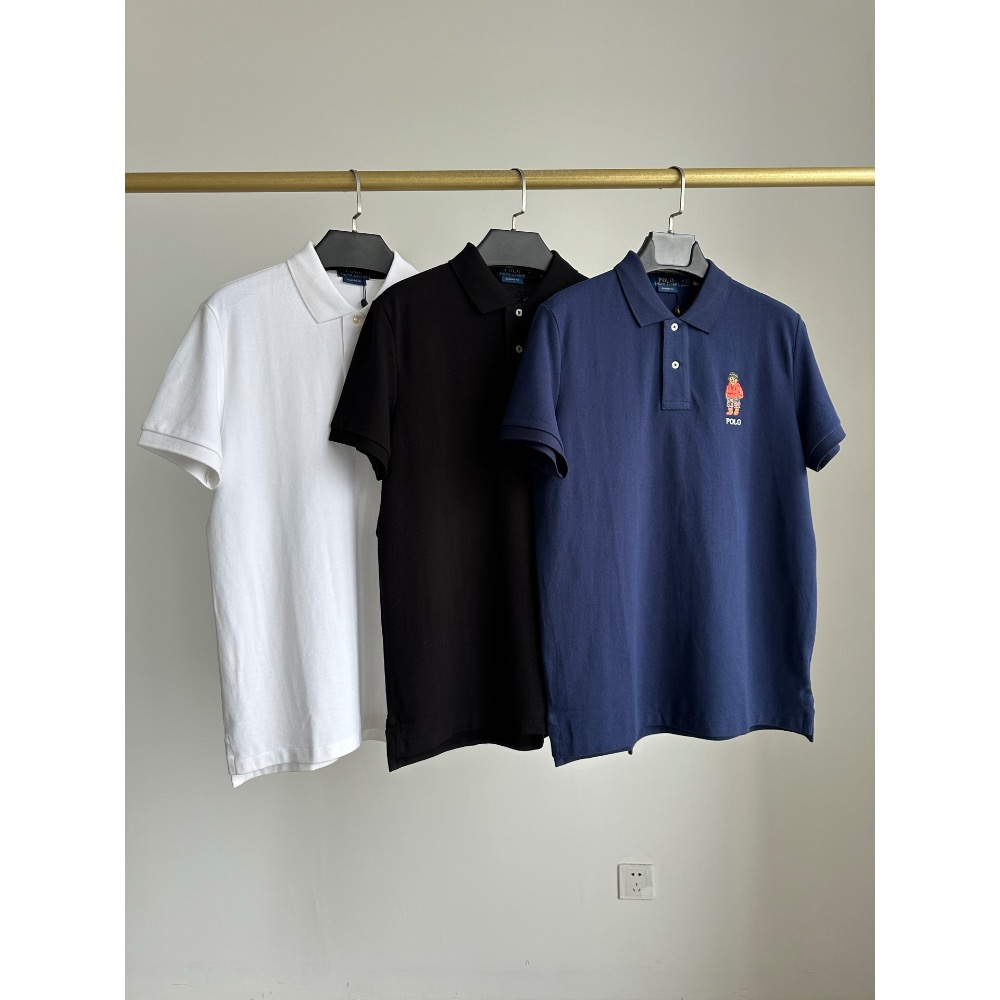 RL polo 小熊標polo衫 T恤 上衣，修身經典百搭夏季新品撞色小熊刺繡珠地棉Polo短袖 長絨棉雙紗織造的珠地網-細節圖2