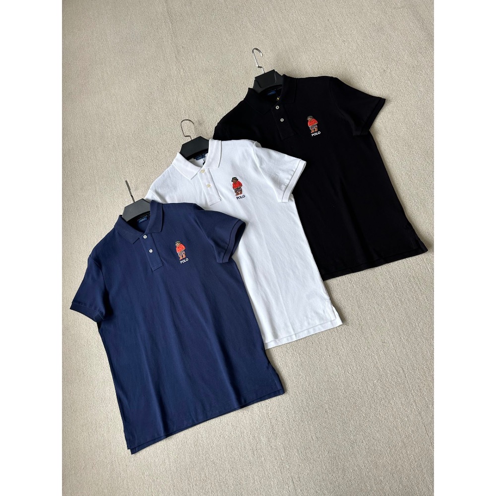 RL polo 小熊標polo衫 T恤 上衣，修身經典百搭夏季新品撞色小熊刺繡珠地棉Polo短袖 長絨棉雙紗織造的珠地網-細節圖3