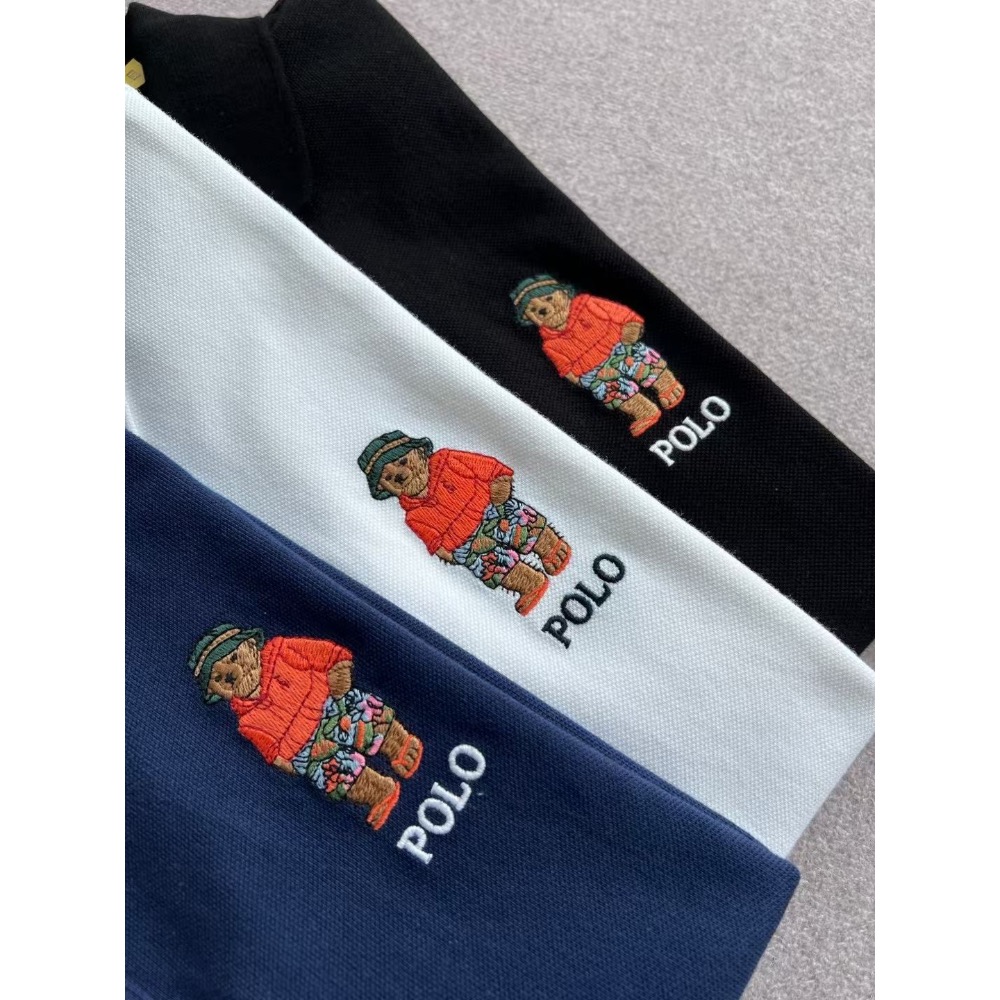 RL polo 小熊標polo衫 T恤 上衣，修身經典百搭夏季新品撞色小熊刺繡珠地棉Polo短袖 長絨棉雙紗織造的珠地網-細節圖8