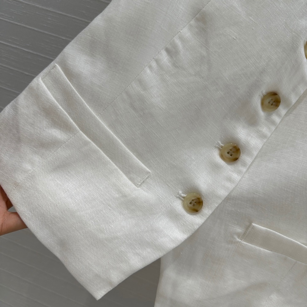 RL polo 套裝 背心外套 長褲 闊腿褲，R紫標，長期主義高智感穿搭亞麻套裝！醋酸馬甲搭配捏褶直筒闊腿褲，一套輕鬆演-細節圖4