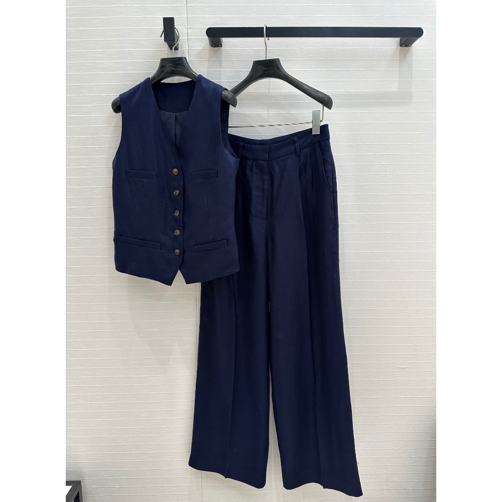 RL polo 套裝 背心外套 長褲 闊腿褲，R紫標，長期主義高智感穿搭亞麻套裝！醋酸馬甲搭配捏褶直筒闊腿褲，一套輕鬆演-細節圖6